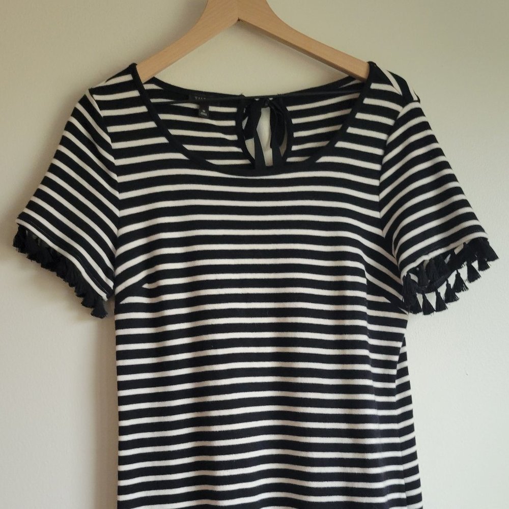 Talbots Striped Short Sleeve with Tassles Dress M